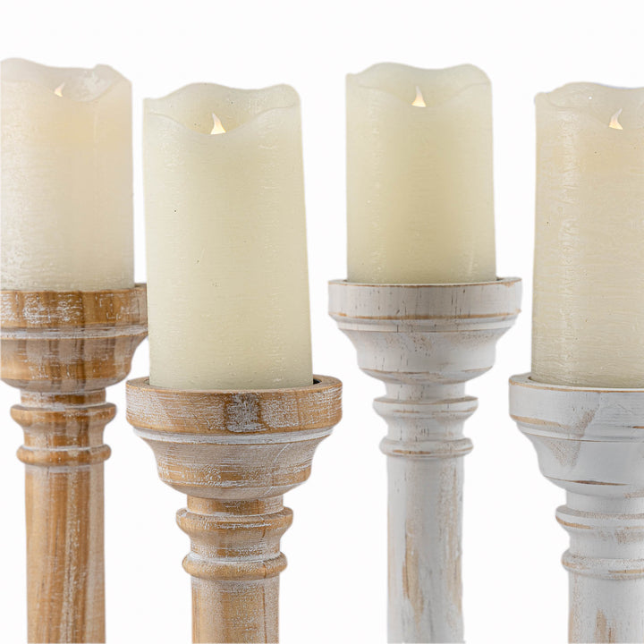 Medium White Timber Classic Candle Holder 27cm (h)