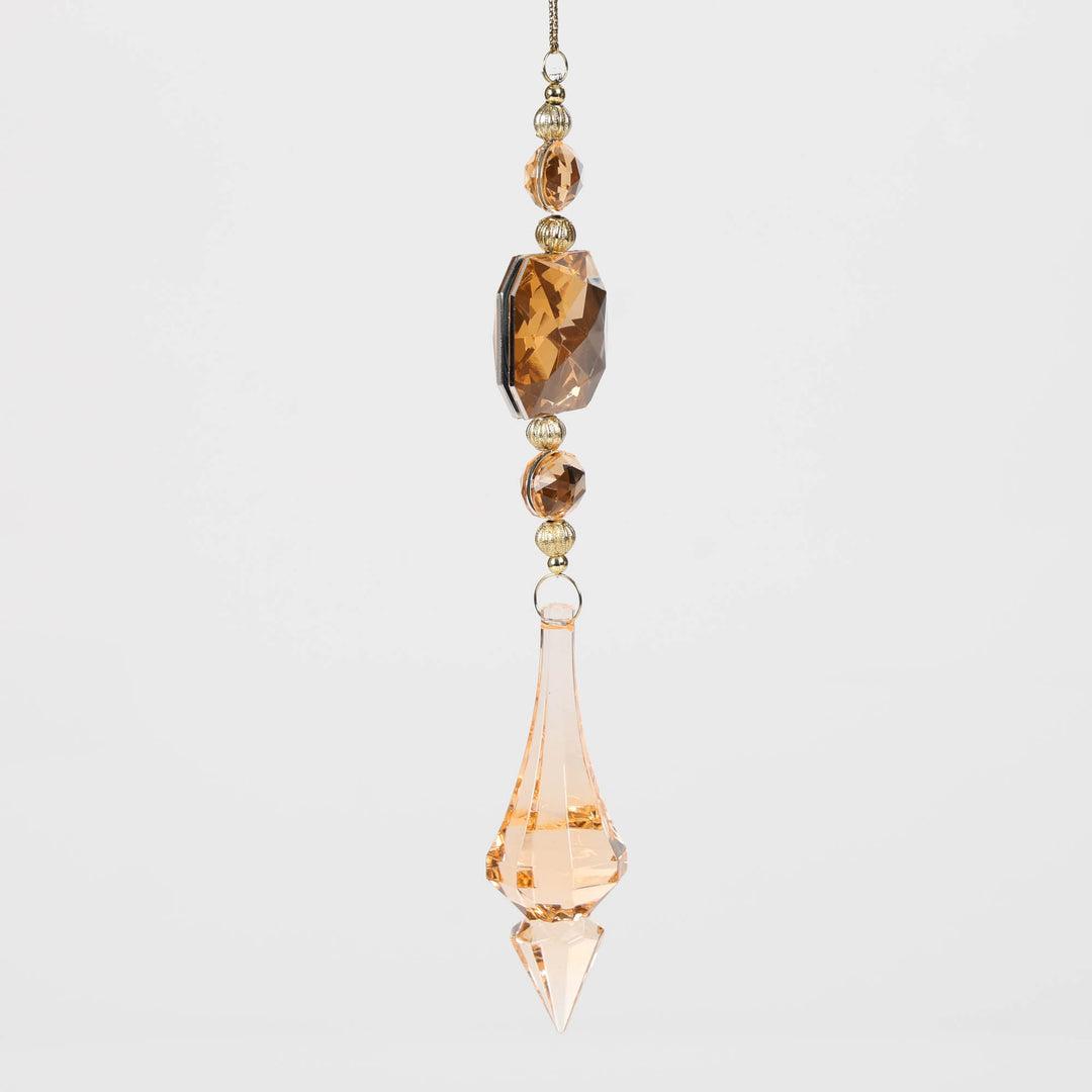 Amber Acrylic Jewel Drop Decoration - Emerald Cut