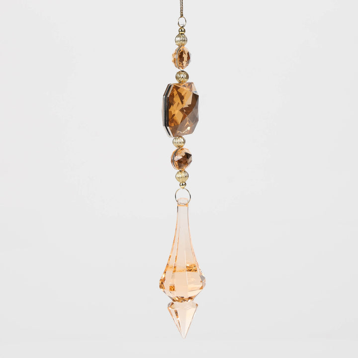 Amber Acrylic Jewel Drop Decoration - Emerald Cut