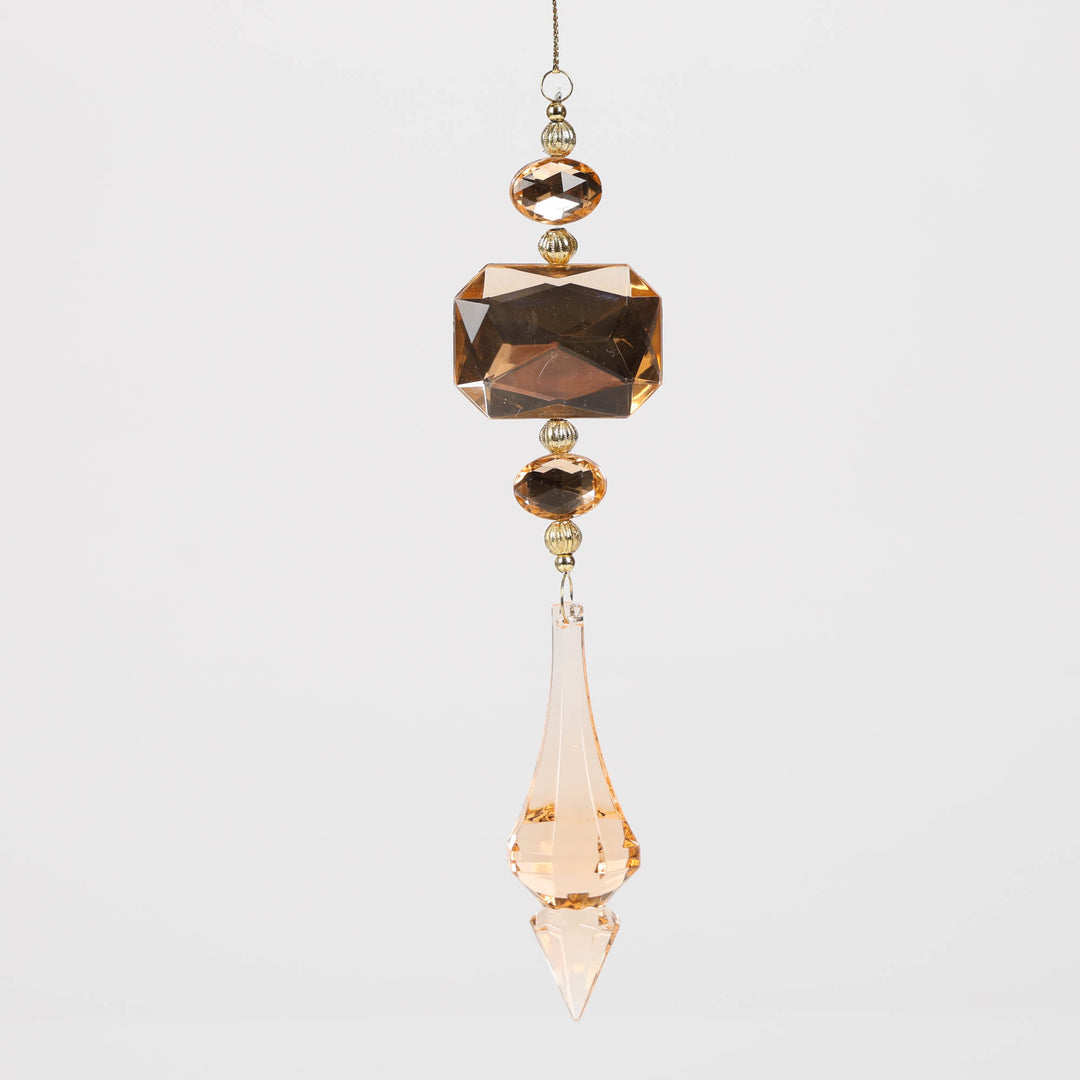 Amber Acrylic Jewel Drop Decoration - Emerald Cut