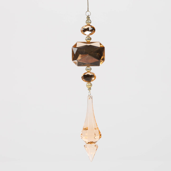 Amber Acrylic Jewel Drop Decoration - Emerald Cut