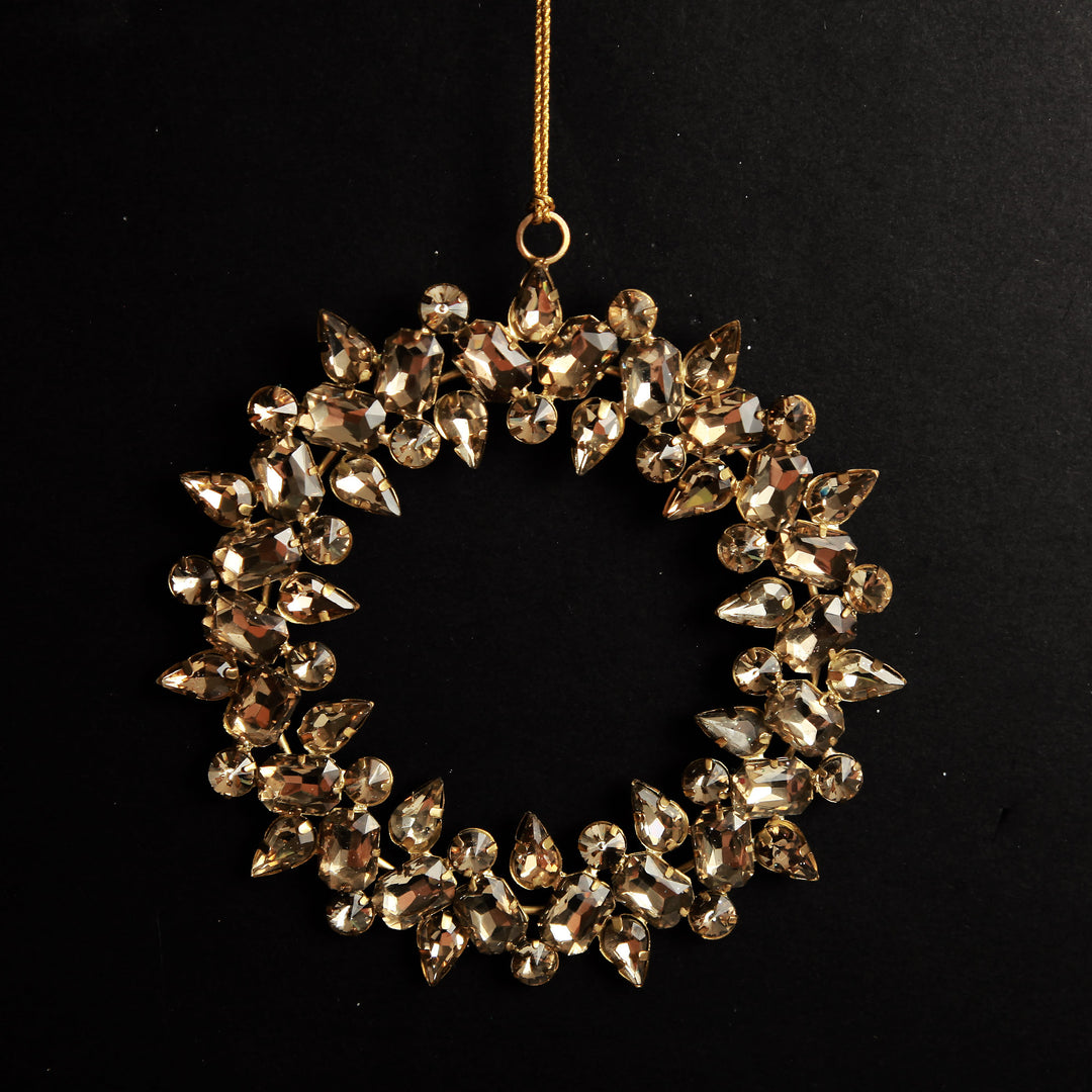Amber Crystal Wreath Tree Decoration