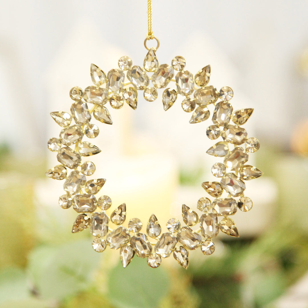 Amber Crystal Wreath Tree Decoration