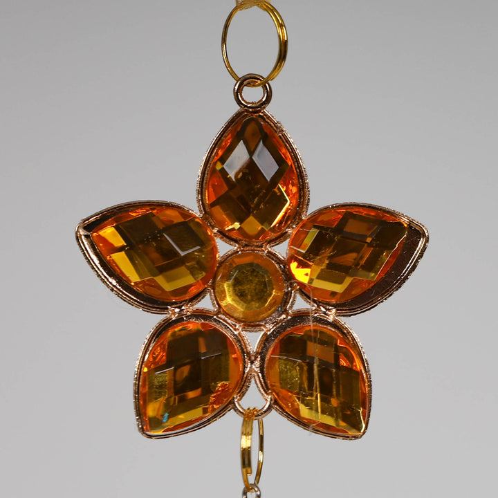 Amber and Pearl Flower Tassel Tree Decoration 20cm (L) - Set of 2