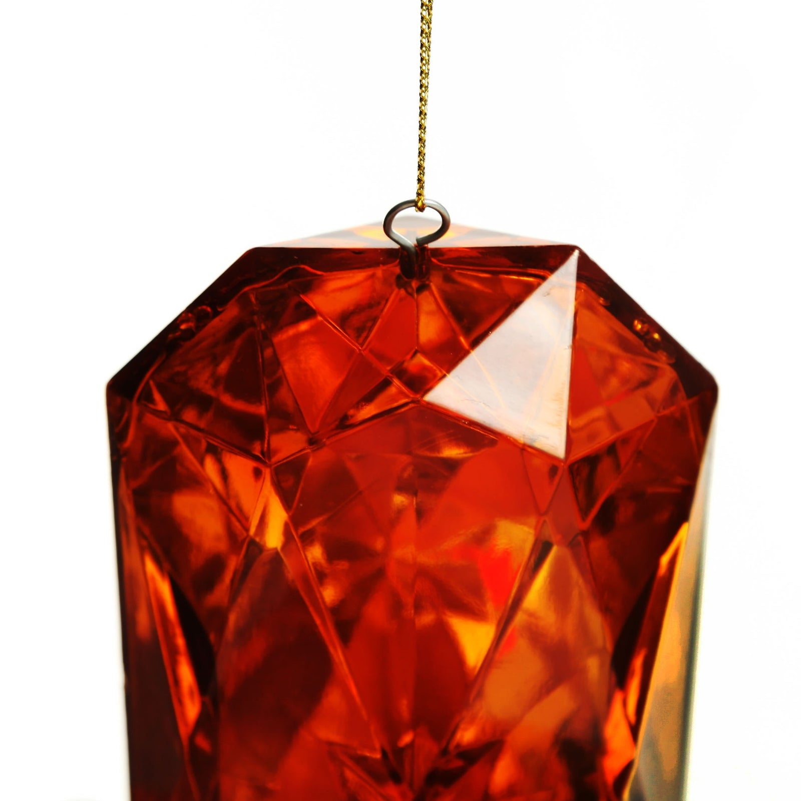 Amber Emerald Cut Gem Christmas Hanging Decoration