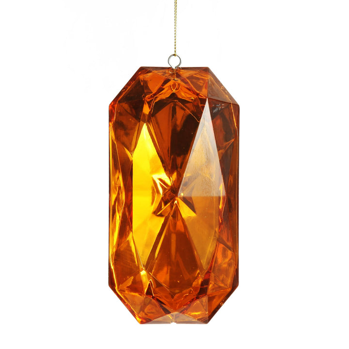 Amber Emerald Cut Gem Christmas Hanging Decoration