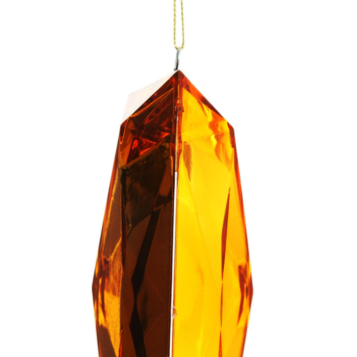 Amber Emerald Cut Gem Christmas Hanging Decoration