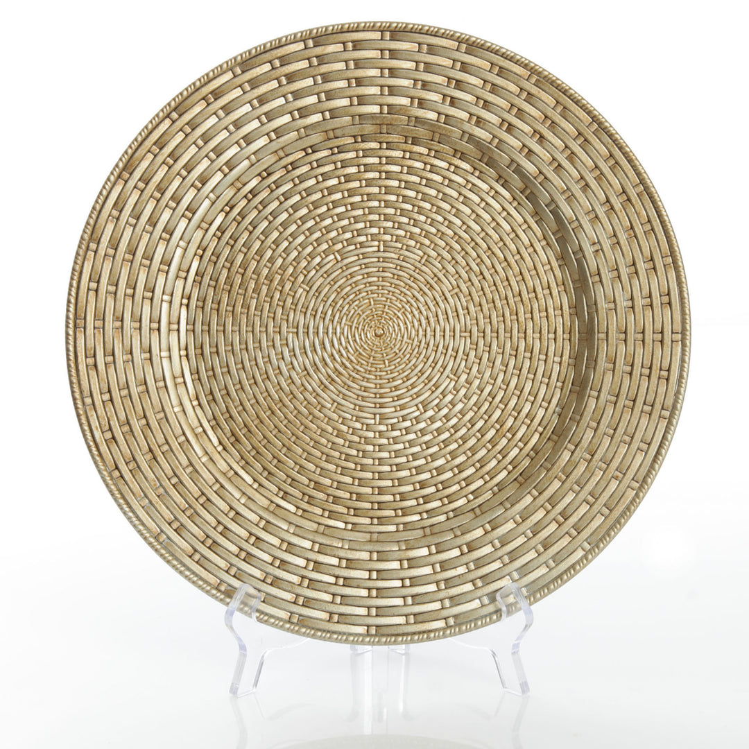 Antique Champagne Wicker Pattern Charger Plate