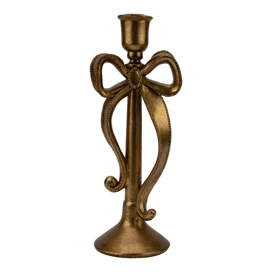 Antique Gold Bow Candle Holder - 29cm