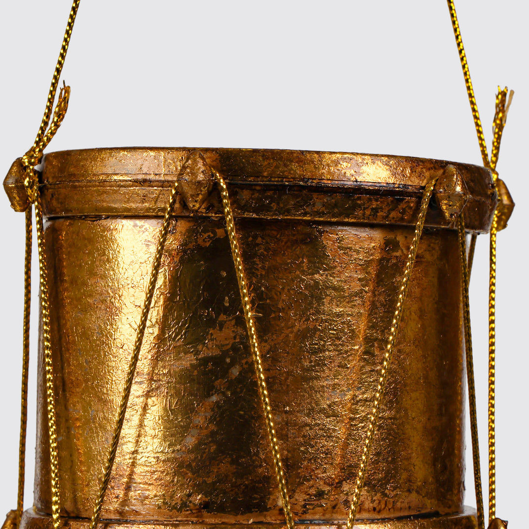 Antique Gold Hanging Drum Ornament 11cm (dia)
