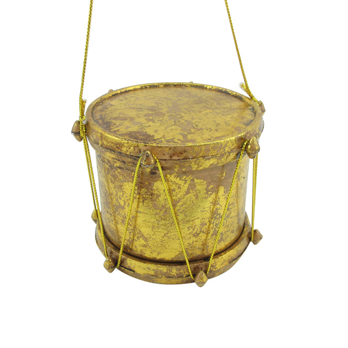 Antique Gold Hanging Drum Ornament 11cm (dia)