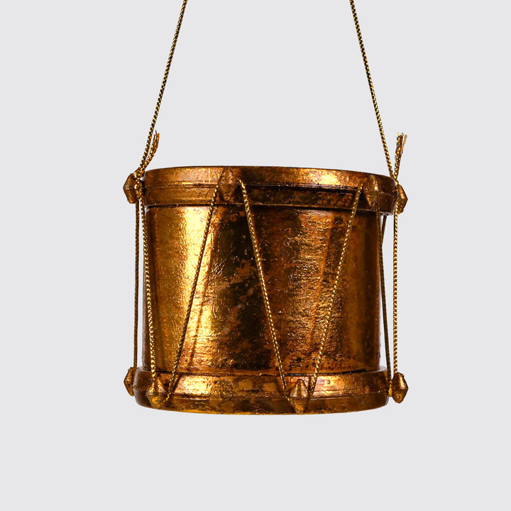 Antique Gold Hanging Drum Ornament 11cm (dia)
