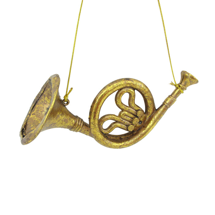 Antique Gold Hanging French Horn Ornament 16.5cm(l)