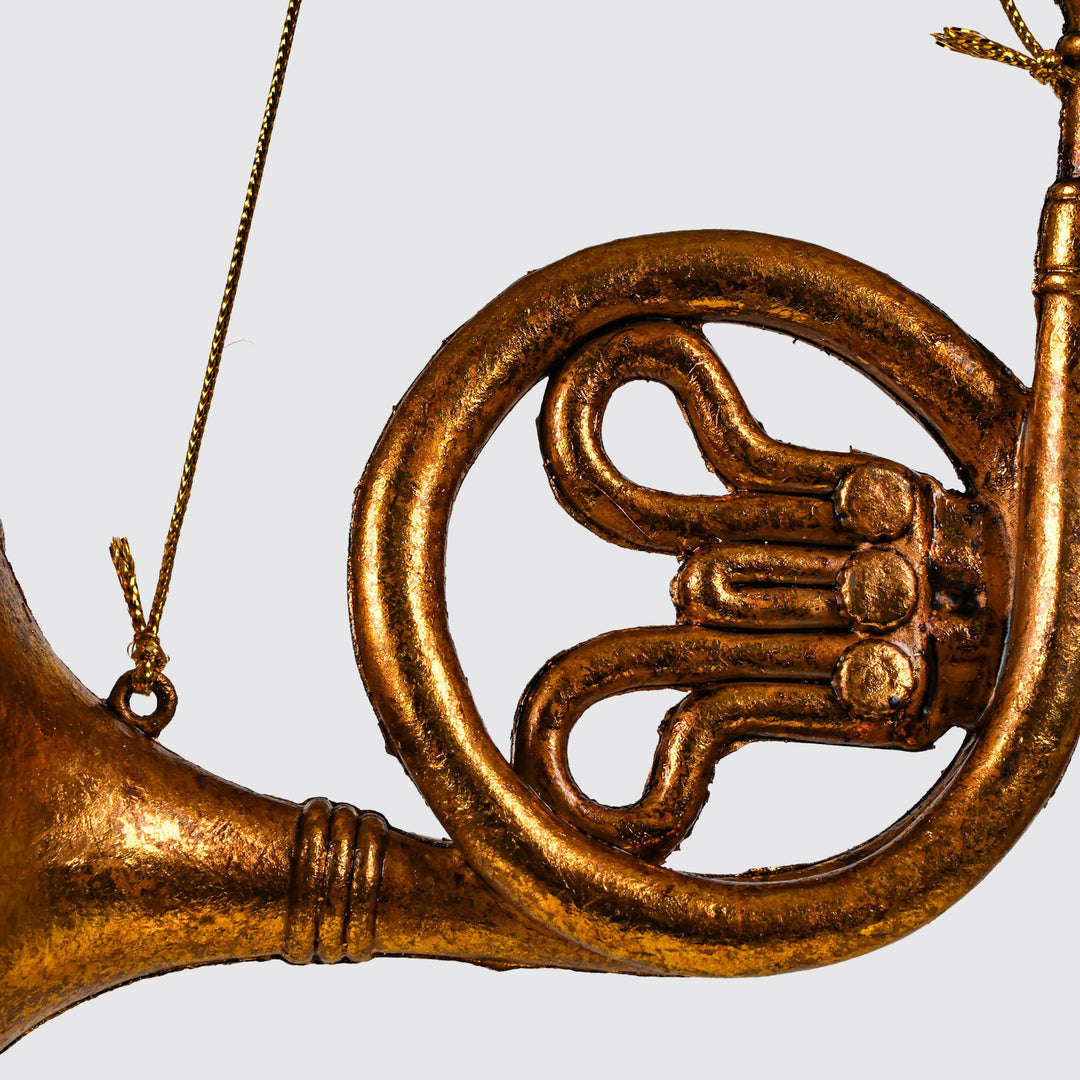 Antique Gold Hanging French Horn Ornament 16.5cm(l)