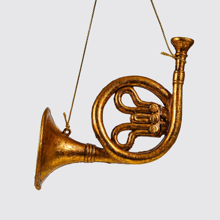 Antique Gold Hanging French Horn Ornament 16.5cm(l)