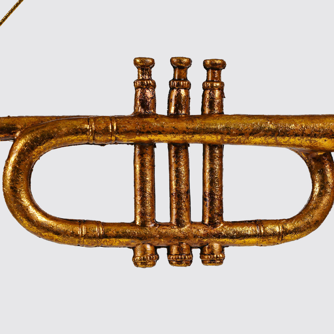 Antique Gold Hanging Trumpet Ornament 25cm(l)