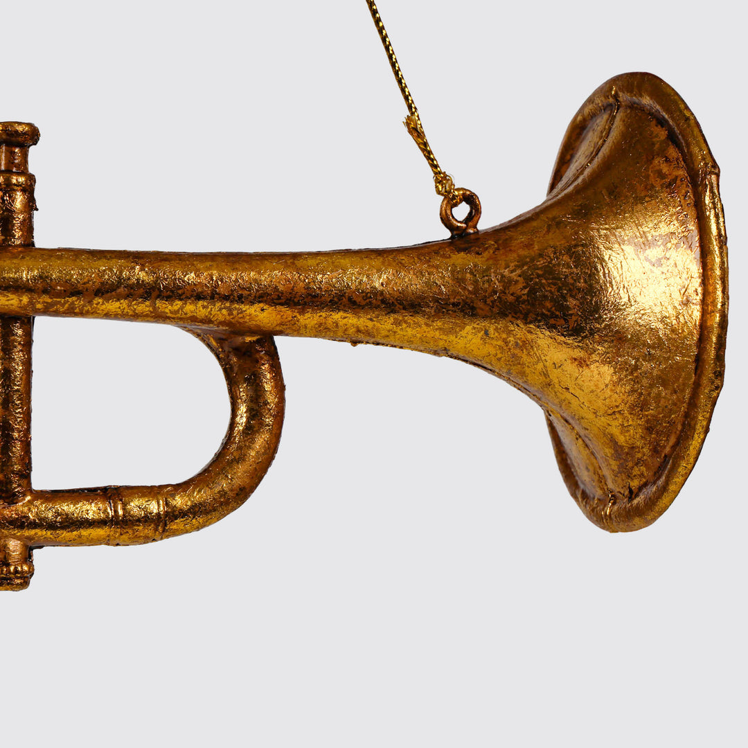 Antique Gold Hanging Trumpet Ornament 25cm(l)