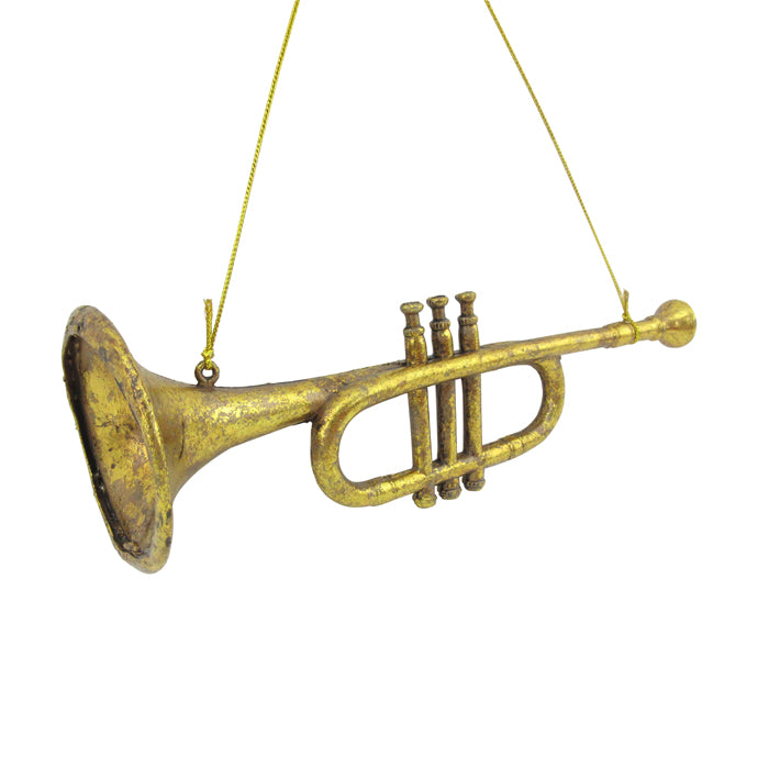 Antique Gold Hanging Trumpet Ornament 25cm(l)