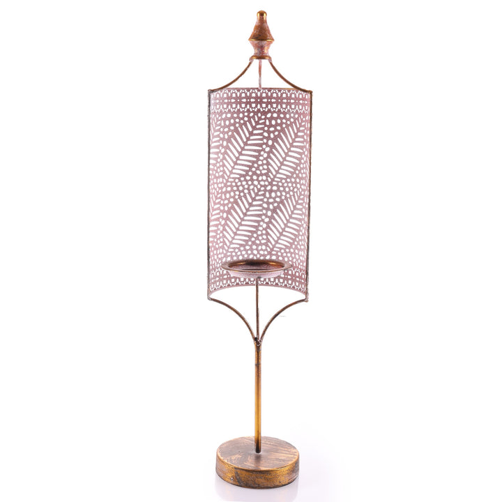 Antique Gold Metal Filigree Candle Holder