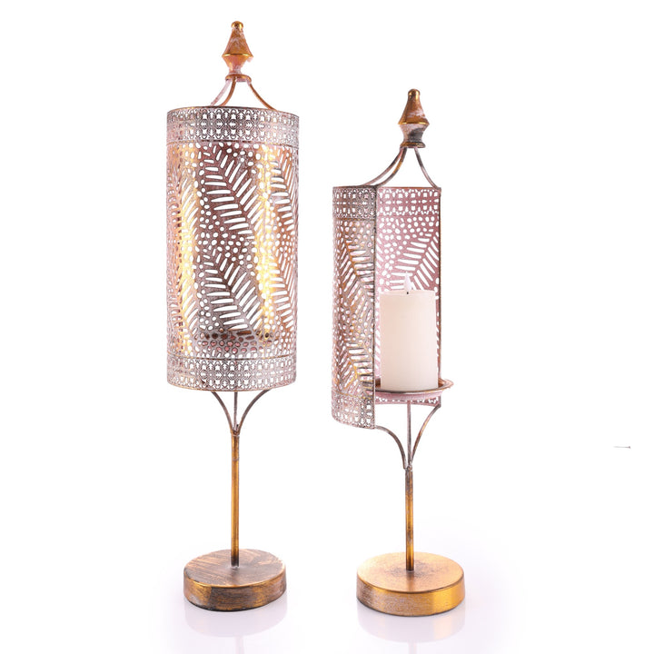 Antique Gold Metal Filigree Candle Holder