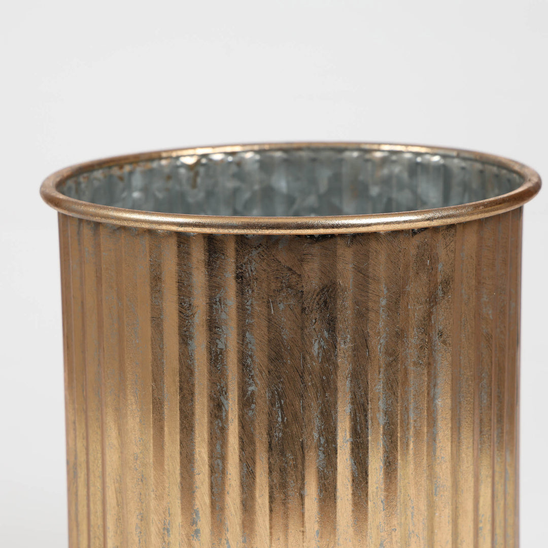 Antique Gold Metal Planter Pot 26cm (W)