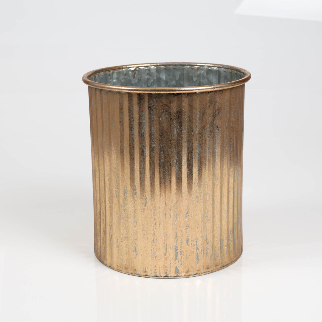 Antique Gold Metal Planter Pot 26cm (W)