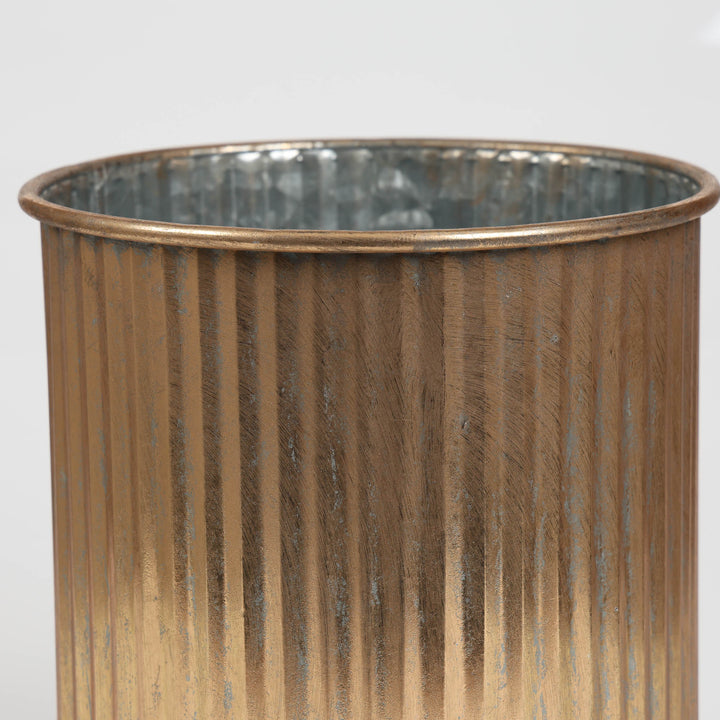 Antique Gold Metal Planter Pot 29cm (W)