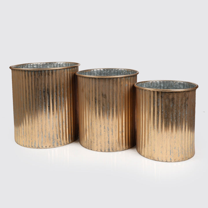Antique Gold Metal Planter Pot 29cm (W)