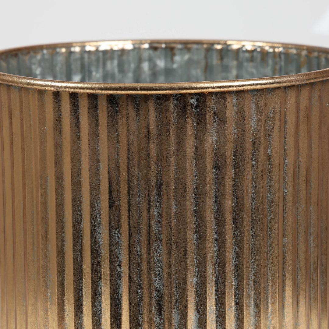 Antique Gold Metal Planter Pot 33cm (W)