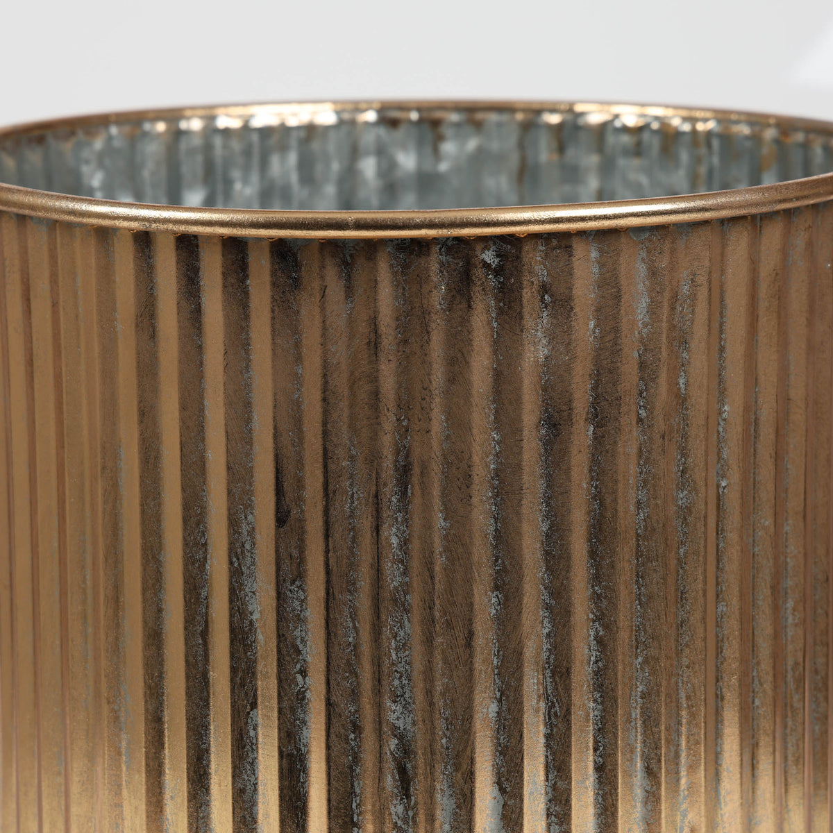 Antique Gold Metal Planter Pot 33cm (W)