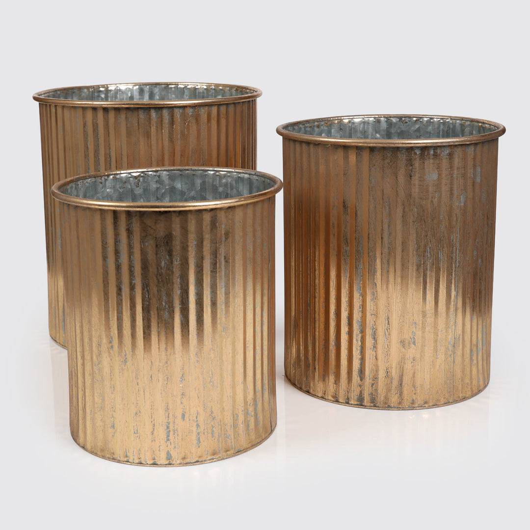 Antique Gold Metal Planter Pot 33cm (W)