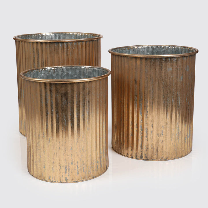 Antique Gold Metal Planter Pot 33cm (W)