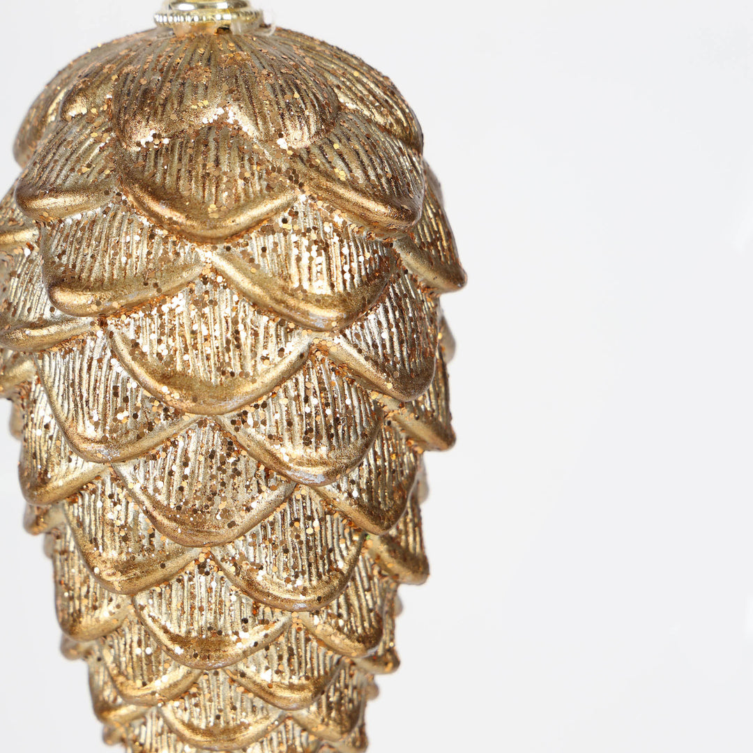 Antique Gold Pine Cone Hanging Decoration - 21cm