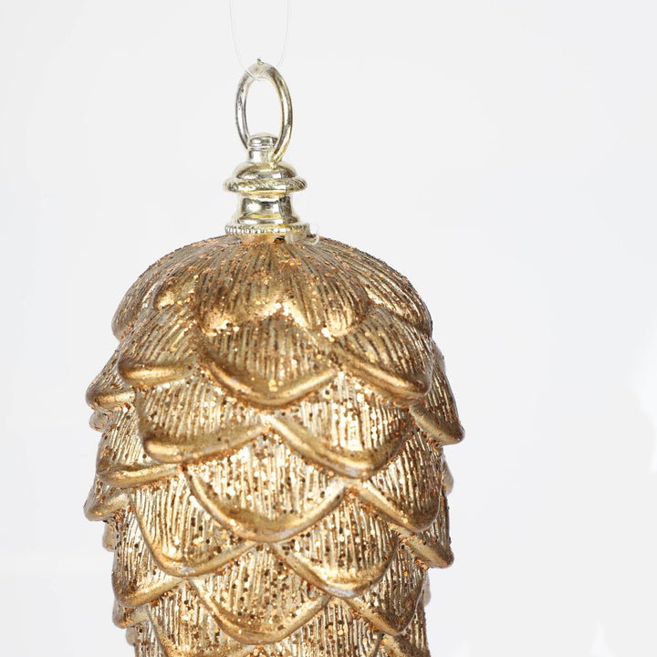 Antique Gold Pine Cone Hanging Decoration - 21cm