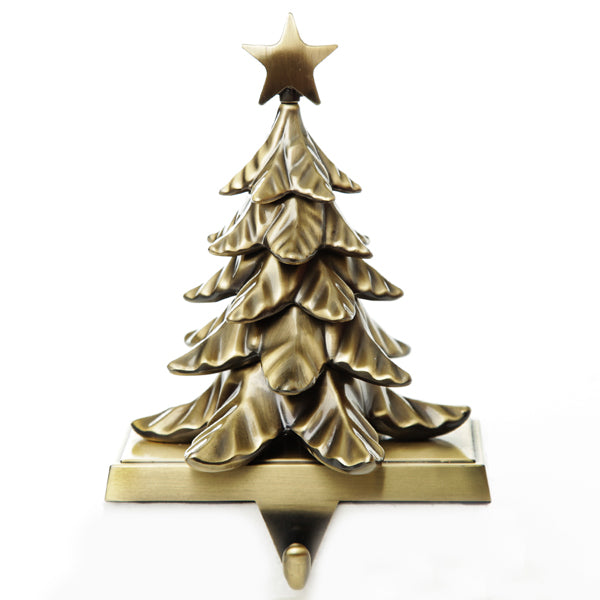 Antique Gold 3D Tree Stocking Hanger 