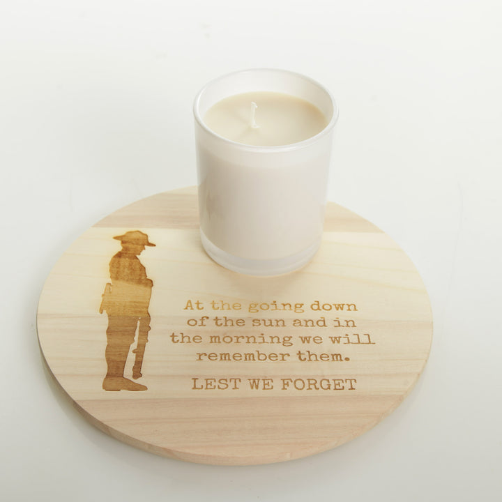 Anzac Day Etched Circle Candle Tray
