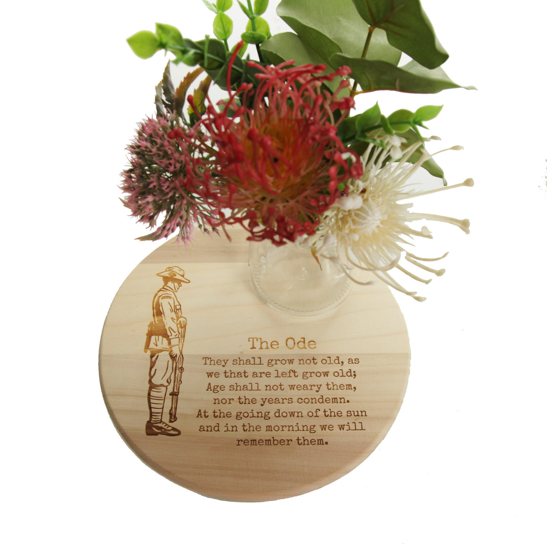 Anzac Day Etched Circle Candle Tray