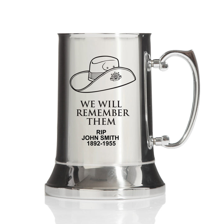 ANZAC Tribute Memorial Slouch Hat Stainless Steel Tankard
