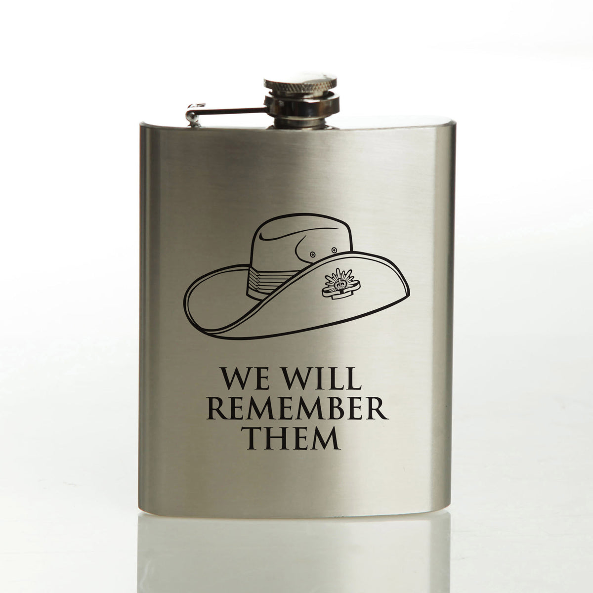 ANZAC Tribute Memorial Slouch Hat Stainless Steel Hip Flask