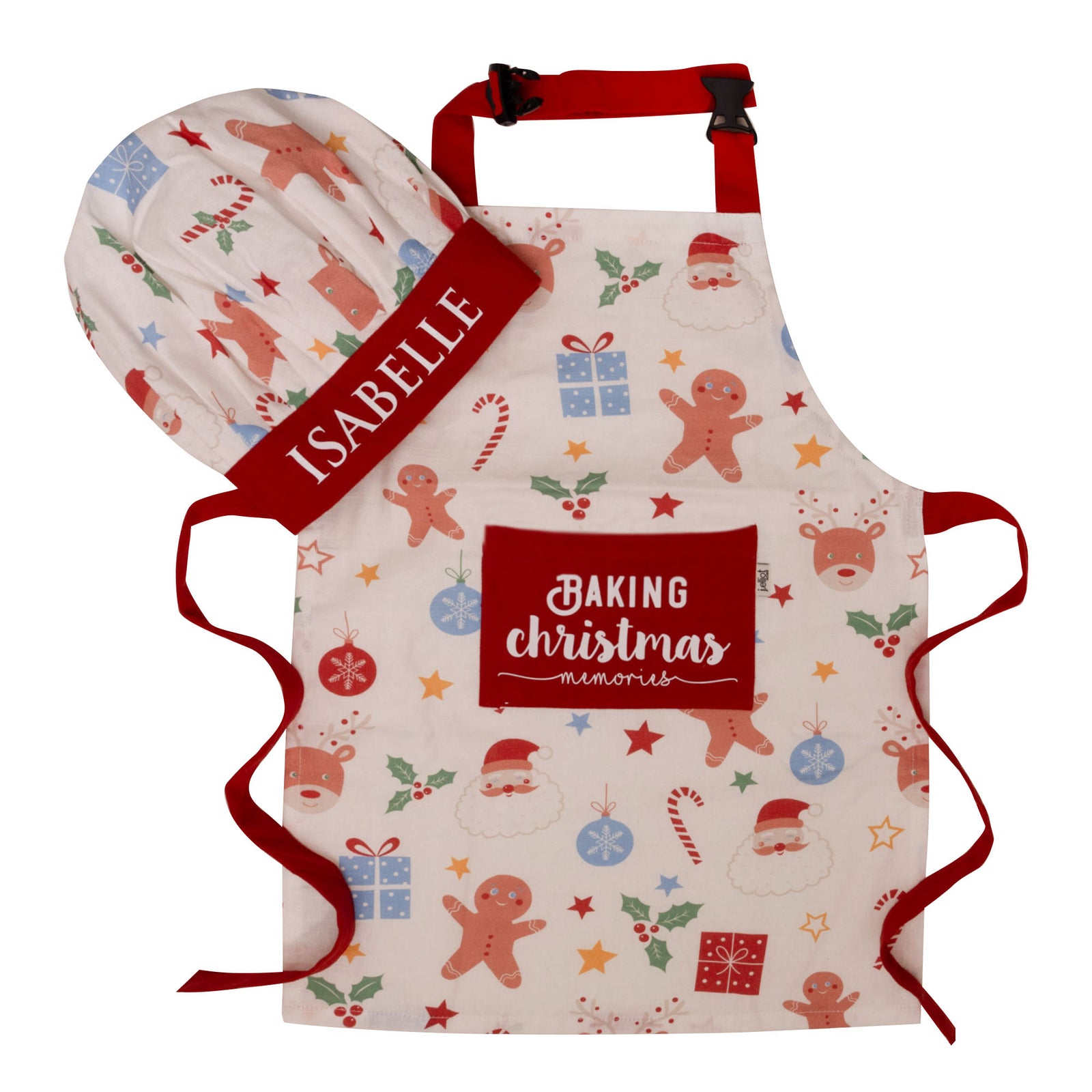 Personalised Noelle Kids Apron and Cap - White