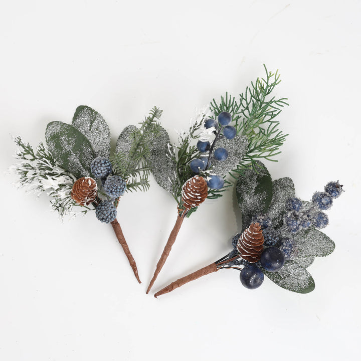 Assorted Blue Blueberry Picks 16cm - Set of 3