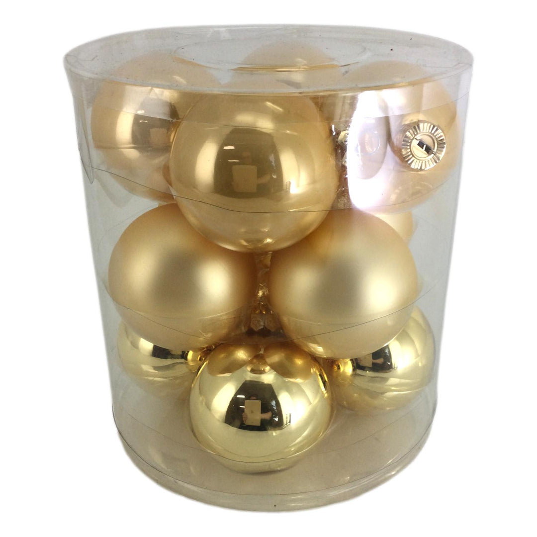 Assorted Gold Glass 8cm Bauble - Set of 12