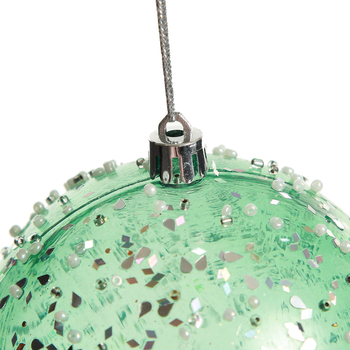 Assorted Pastel Sequin Sprinkles Shatterproof Christmas Baubles - Set of 3