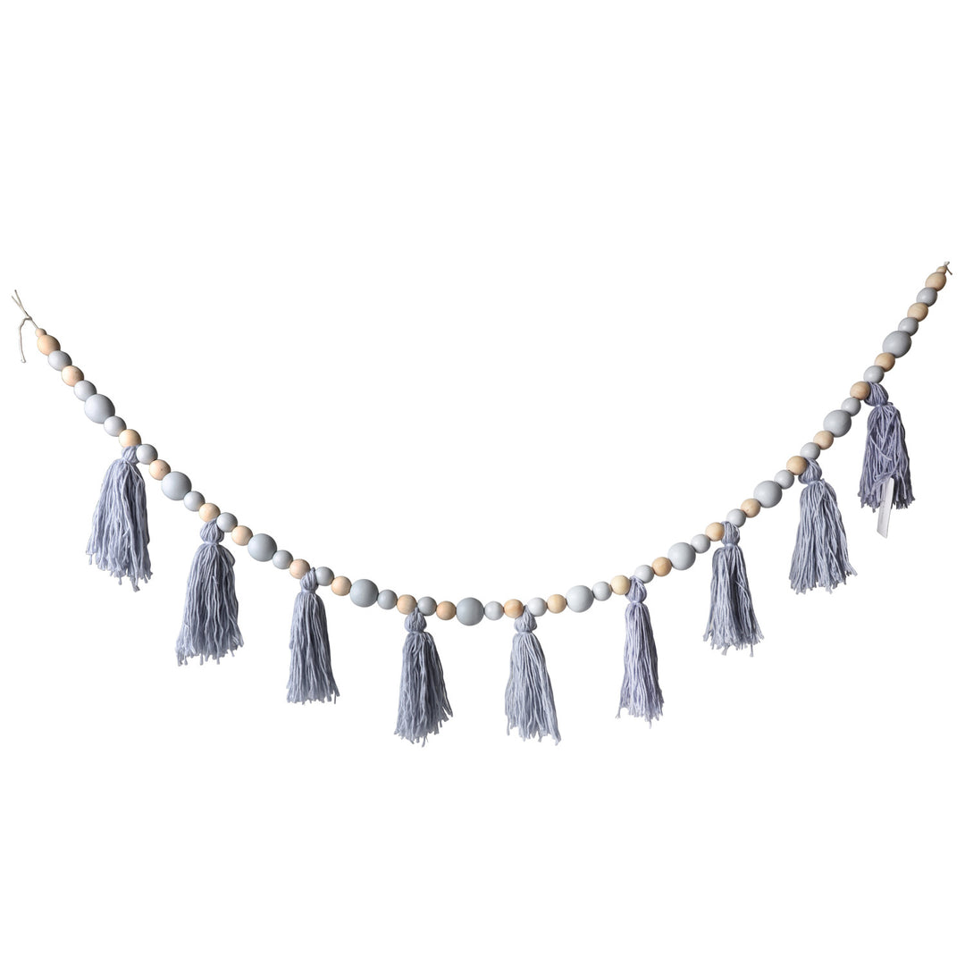 Baby Blue Bunting with Beads and Tassels