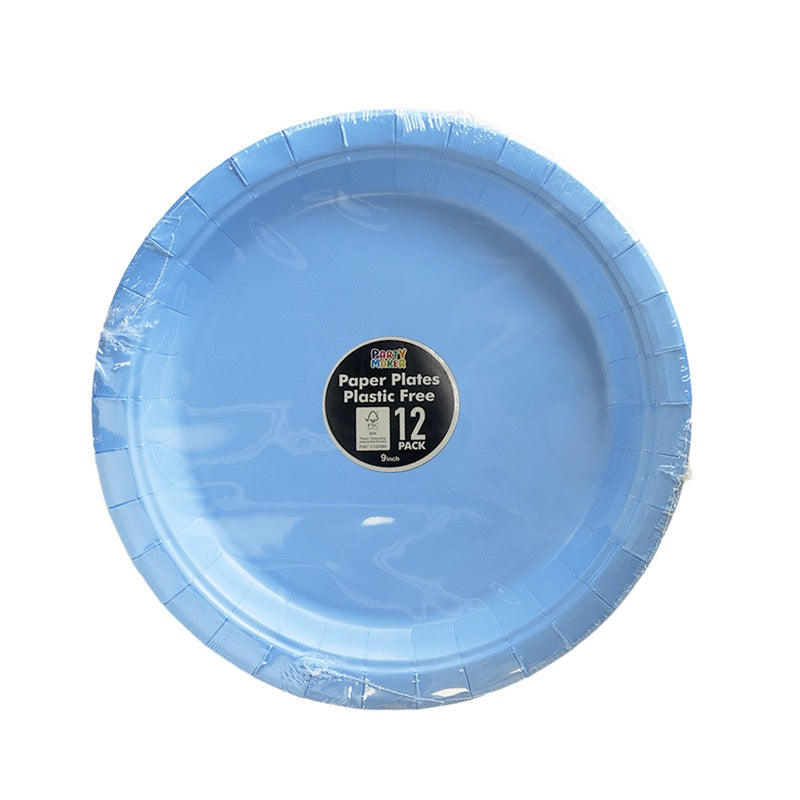 Baby Blue Paper Plate - Pack of 12