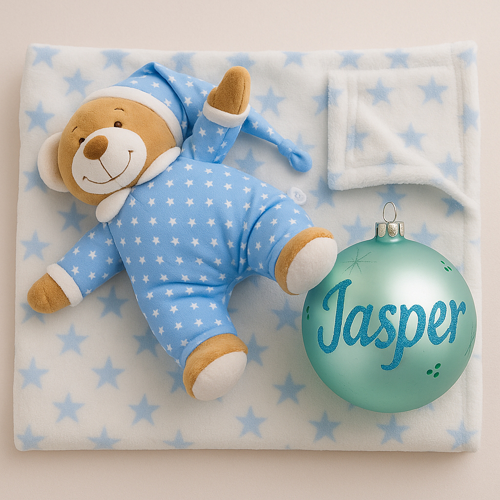 Baby Blue Starbright Teddy and Bauble Gift Pack