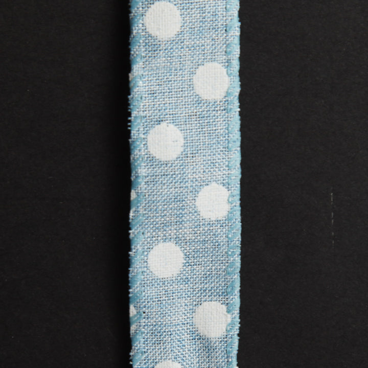 Baby Blue Wire Edge Ribbon with Spots - 2.5cm 