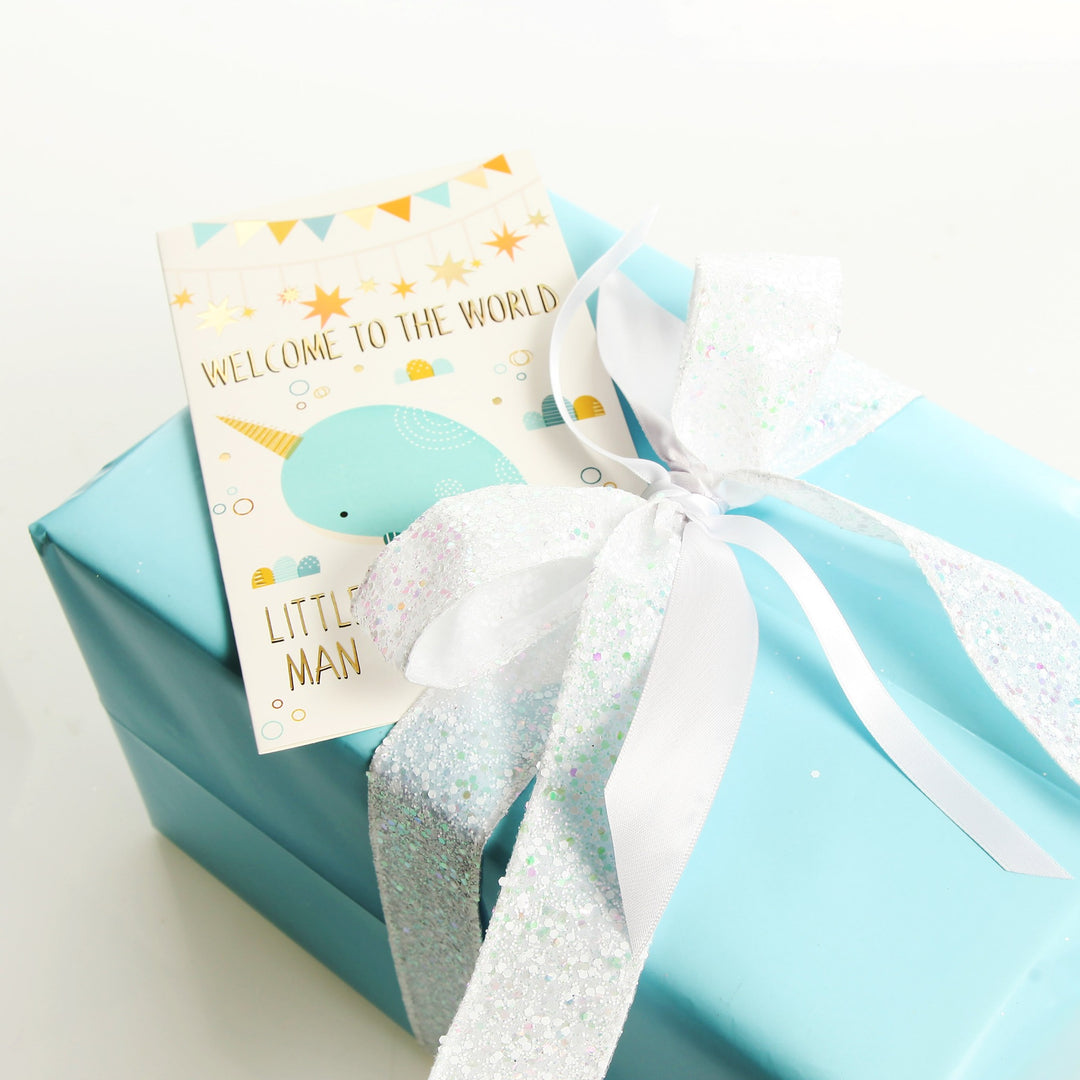 Baby Boy Card and Wrap Little Man Blue
