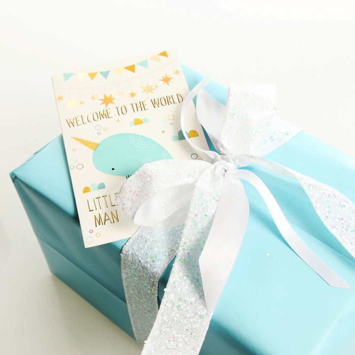 Baby Boy Card and Wrap Little Man Blue
