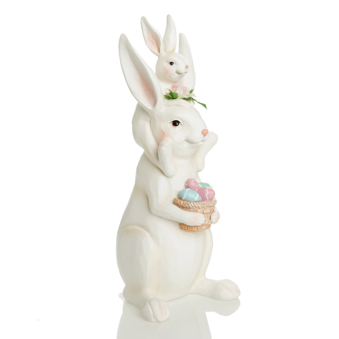 Baby Bunny Riding on Pappa Bunny Shoulders Ornament